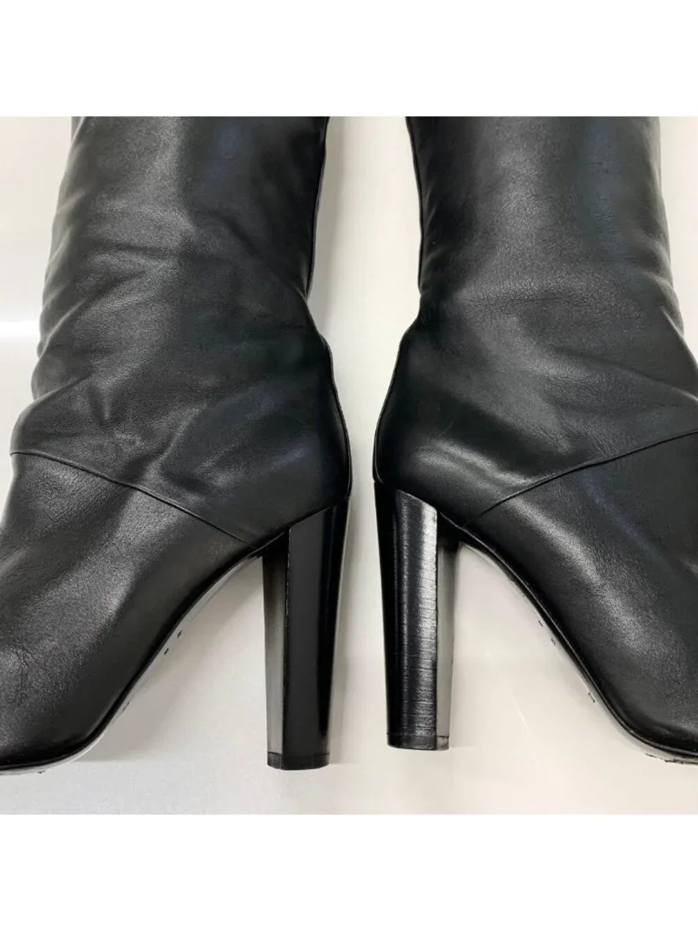 Hermes Leather Knee High Boots Long Black